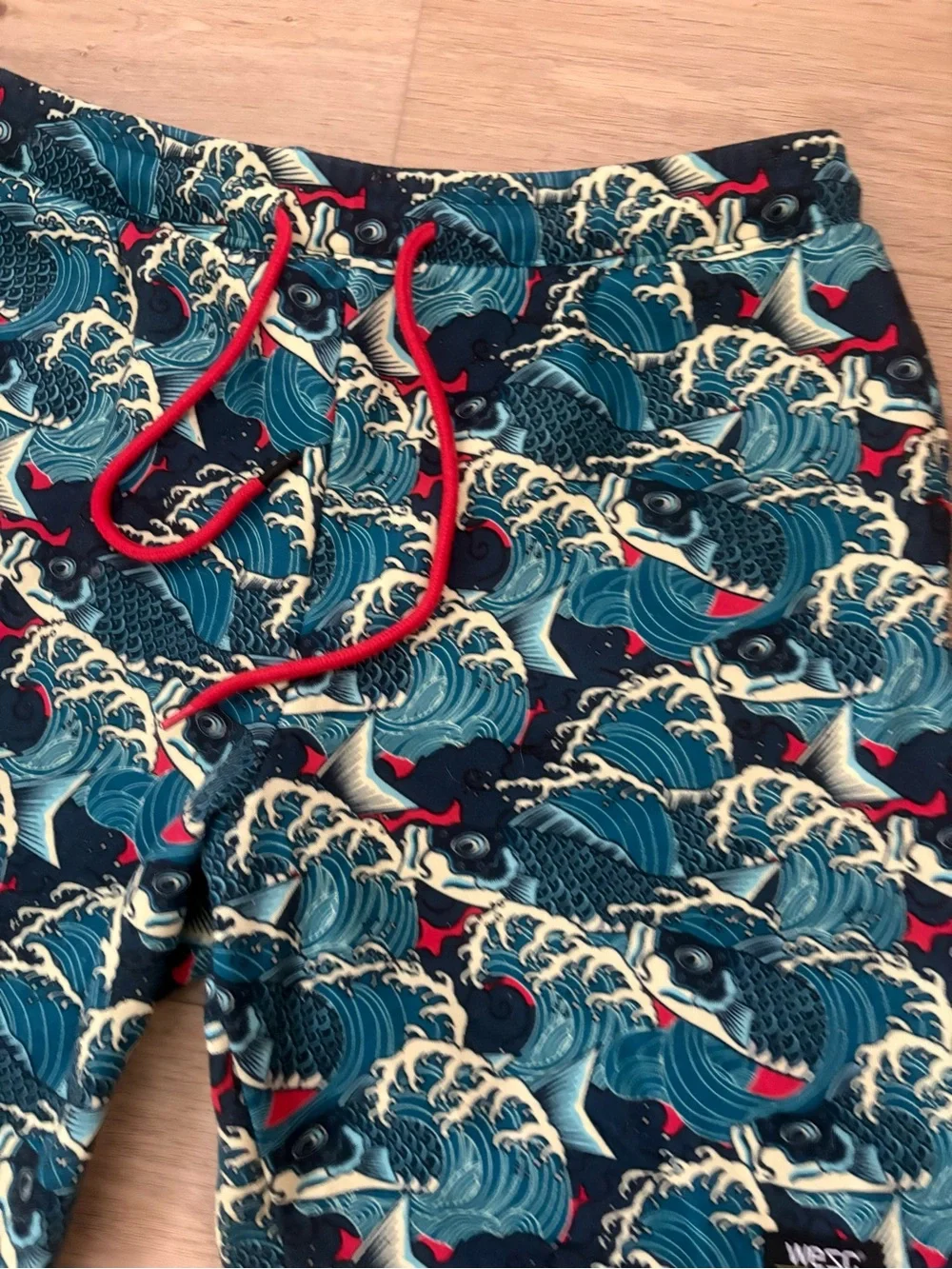 WESC Zack Koi Fish Wave Print Swim Trunks Size XXL